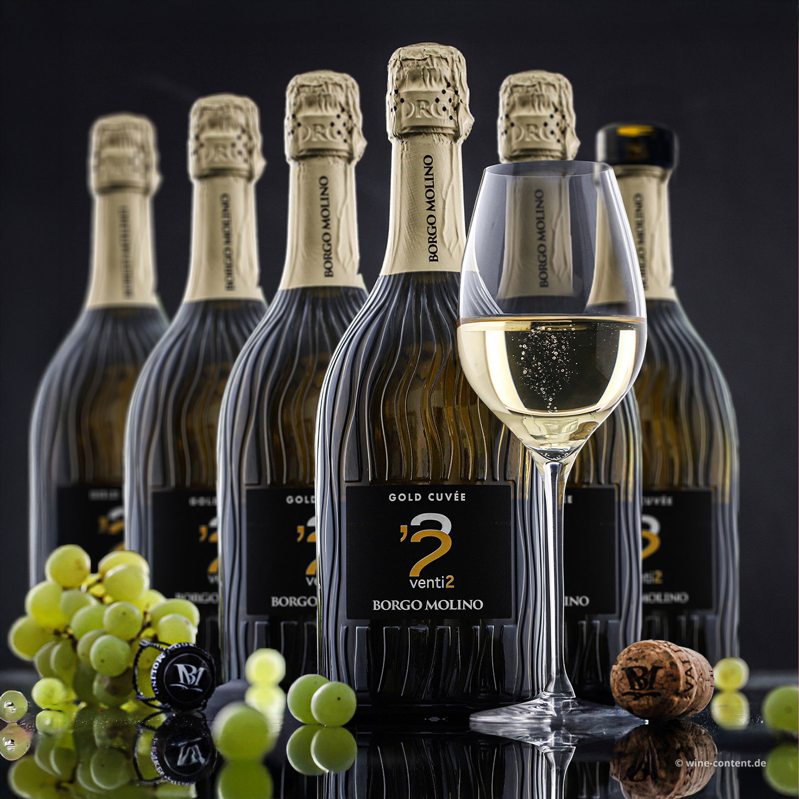 6er-Sparpaket Spumante Venti2 Gold Cuvée Brut Neue Silhouette