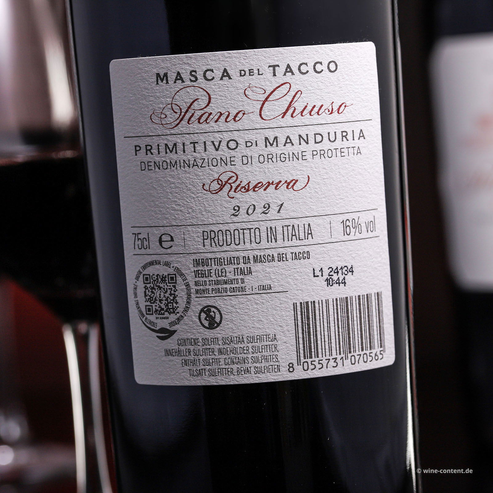 Primitivo di Manduria Riserva 2021 Piano Chiuso
