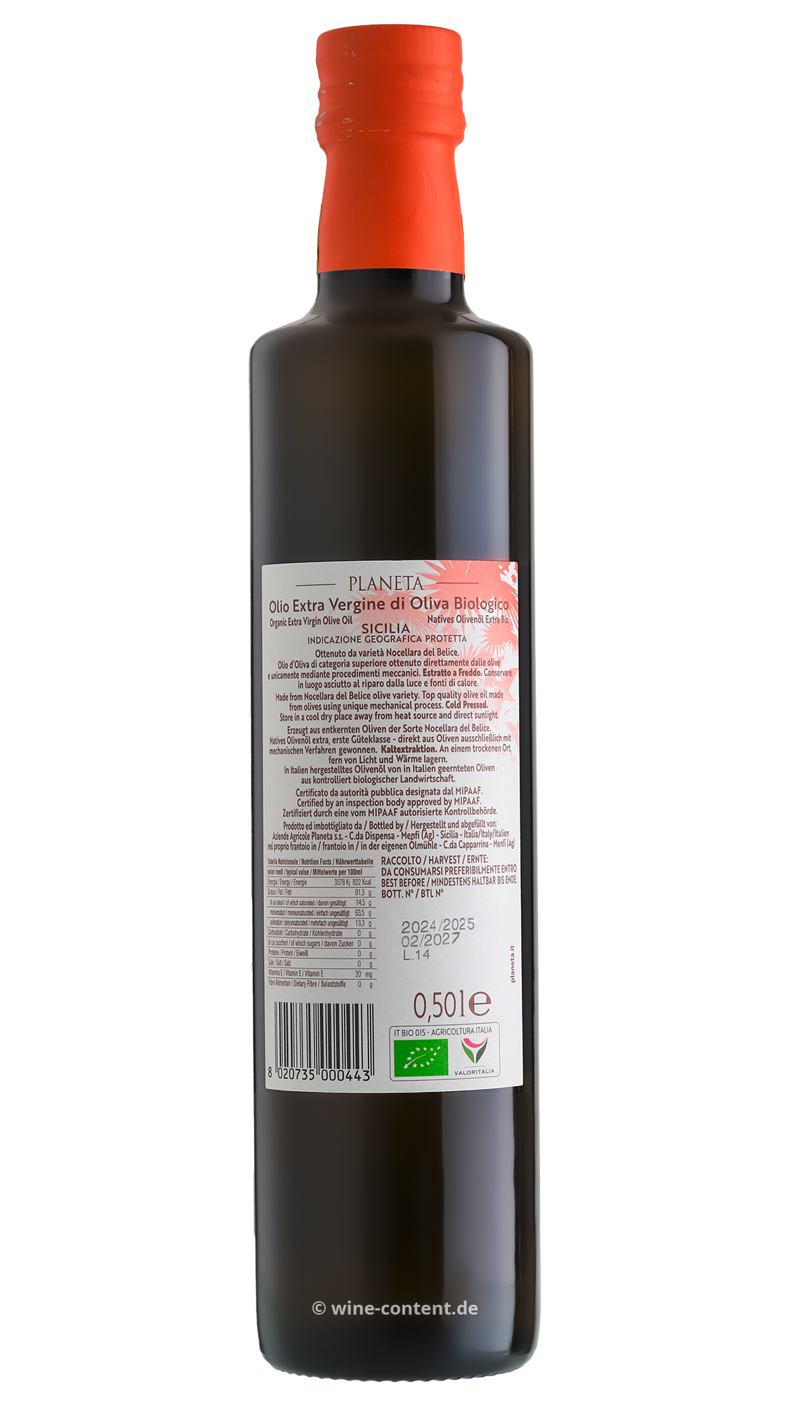 0,5 L Olivenöl Extra Vergine Sicilia 2024 Nocellara Bio
