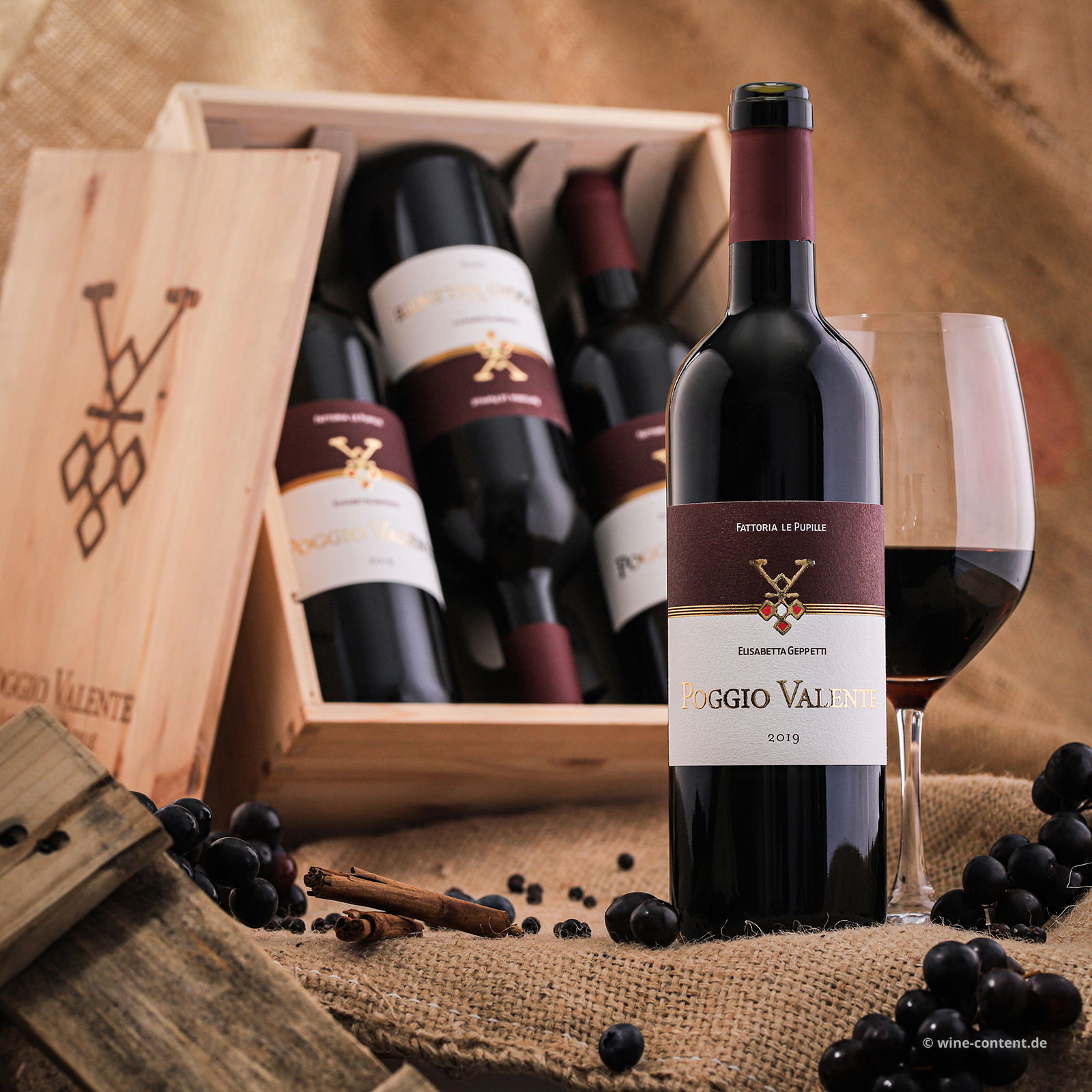 6er-Holzkiste Poggio Valente 2019