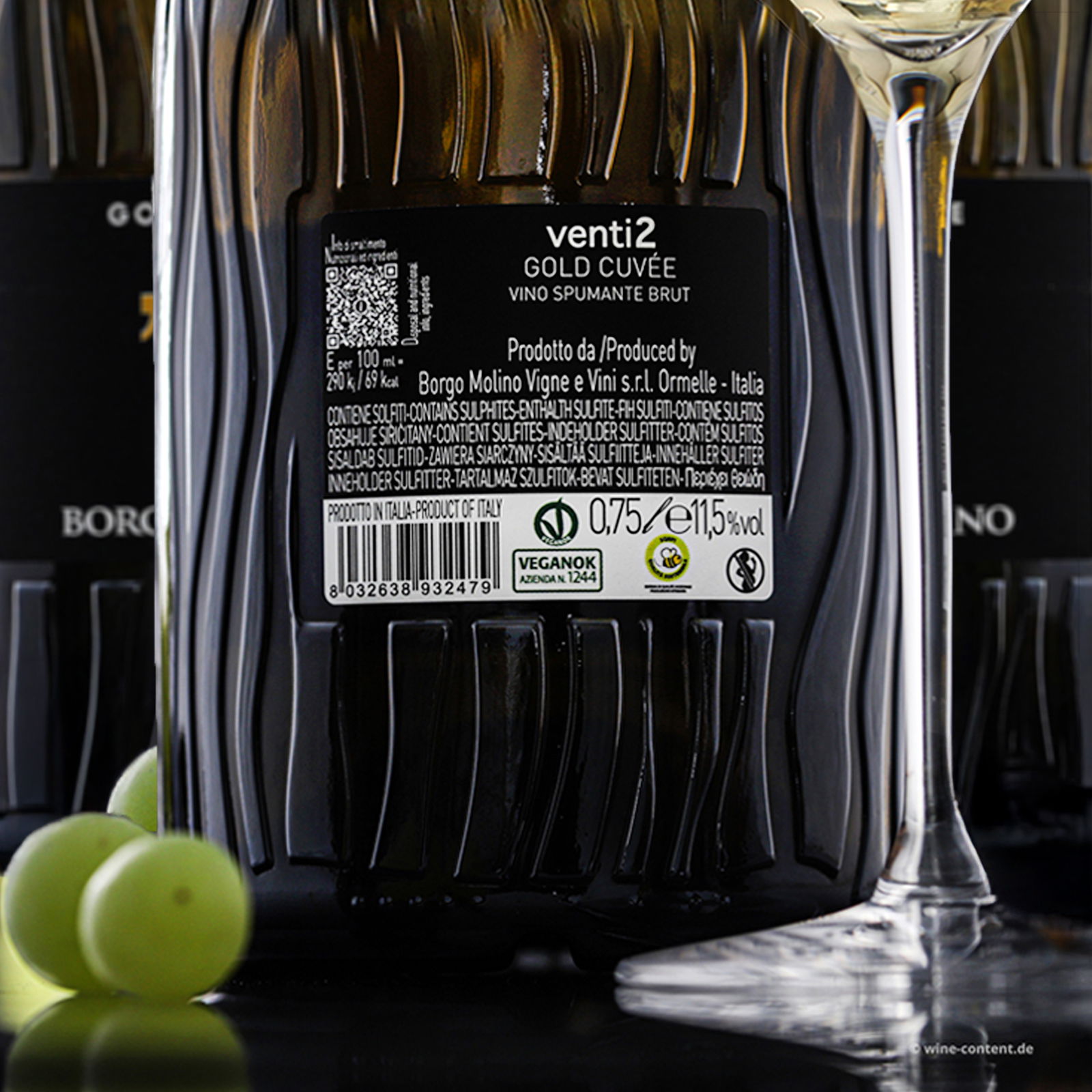 6er-Sparpaket Spumante Venti2 Gold Cuvée Brut Neue Silhouette