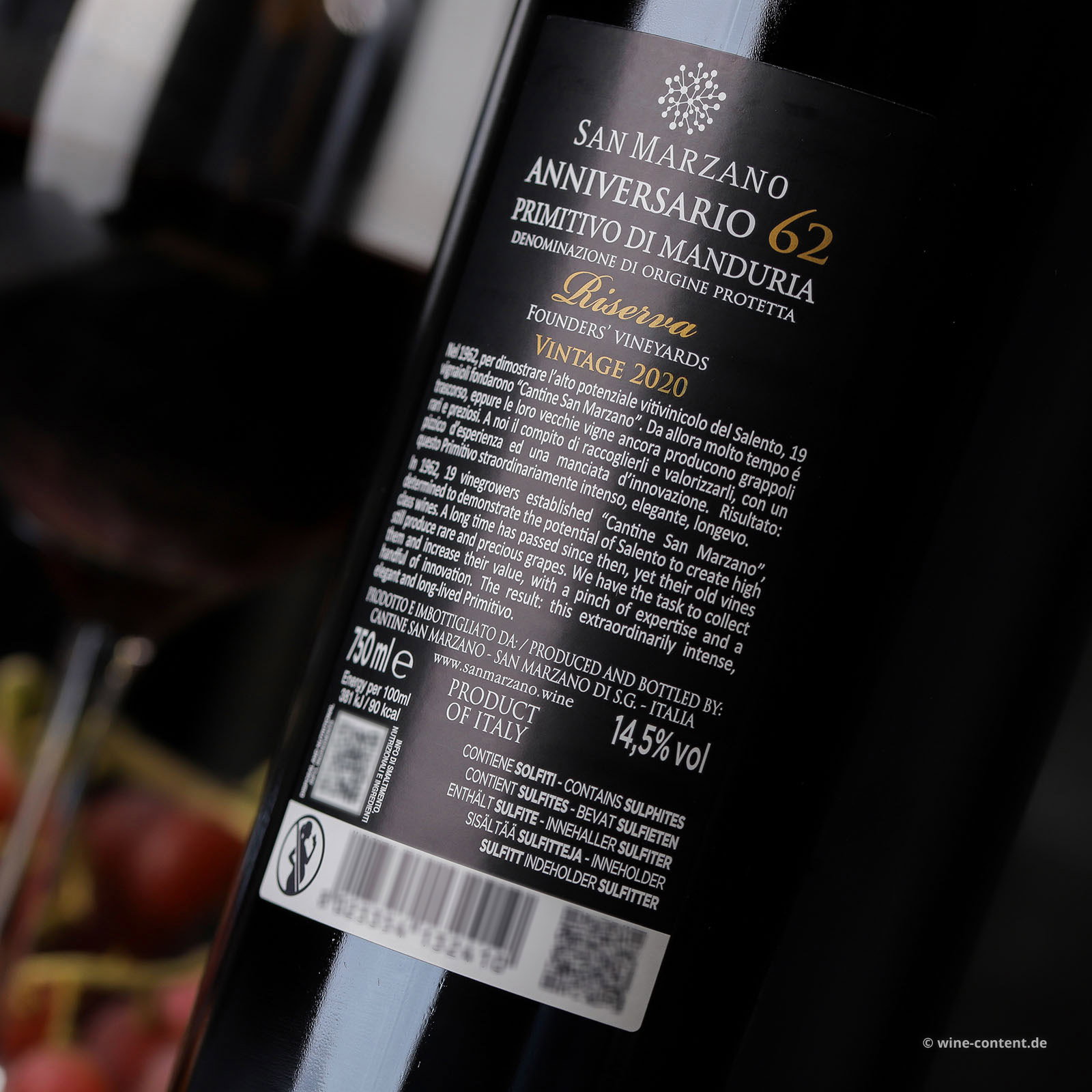 6er-Sparpaket Primitivo di Manduria Riserva 2020 Anniversario 62