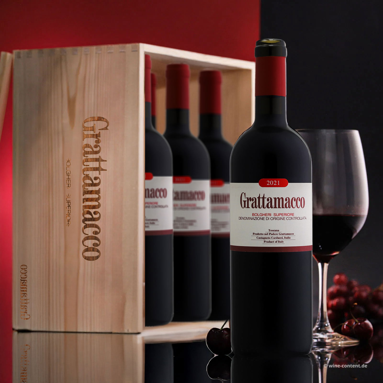 6er-Holzkiste Bolgheri Rosso Superiore 2021 Bio