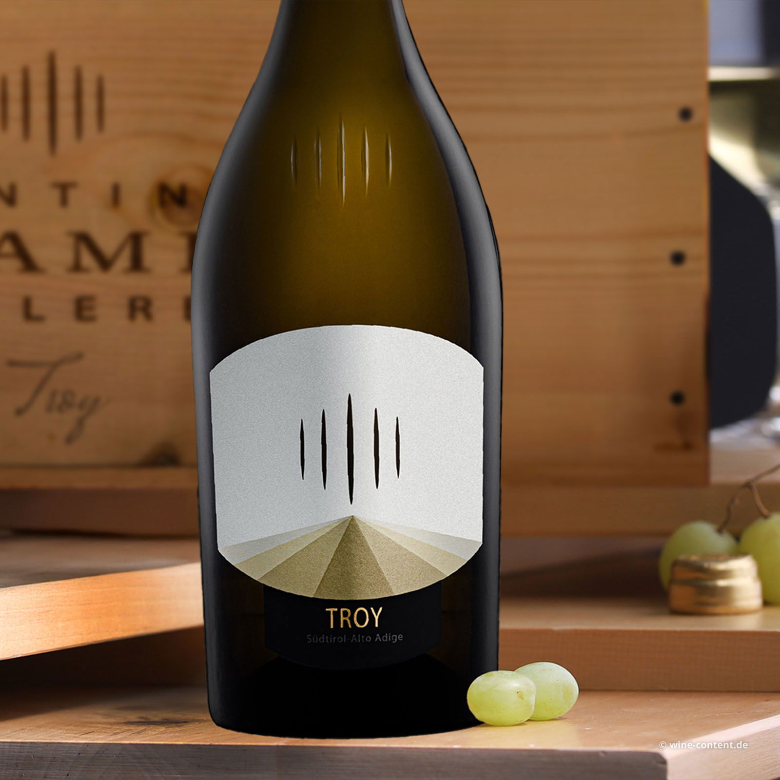 6er-Holzkiste Chardonnay Riserva 2020 Troy