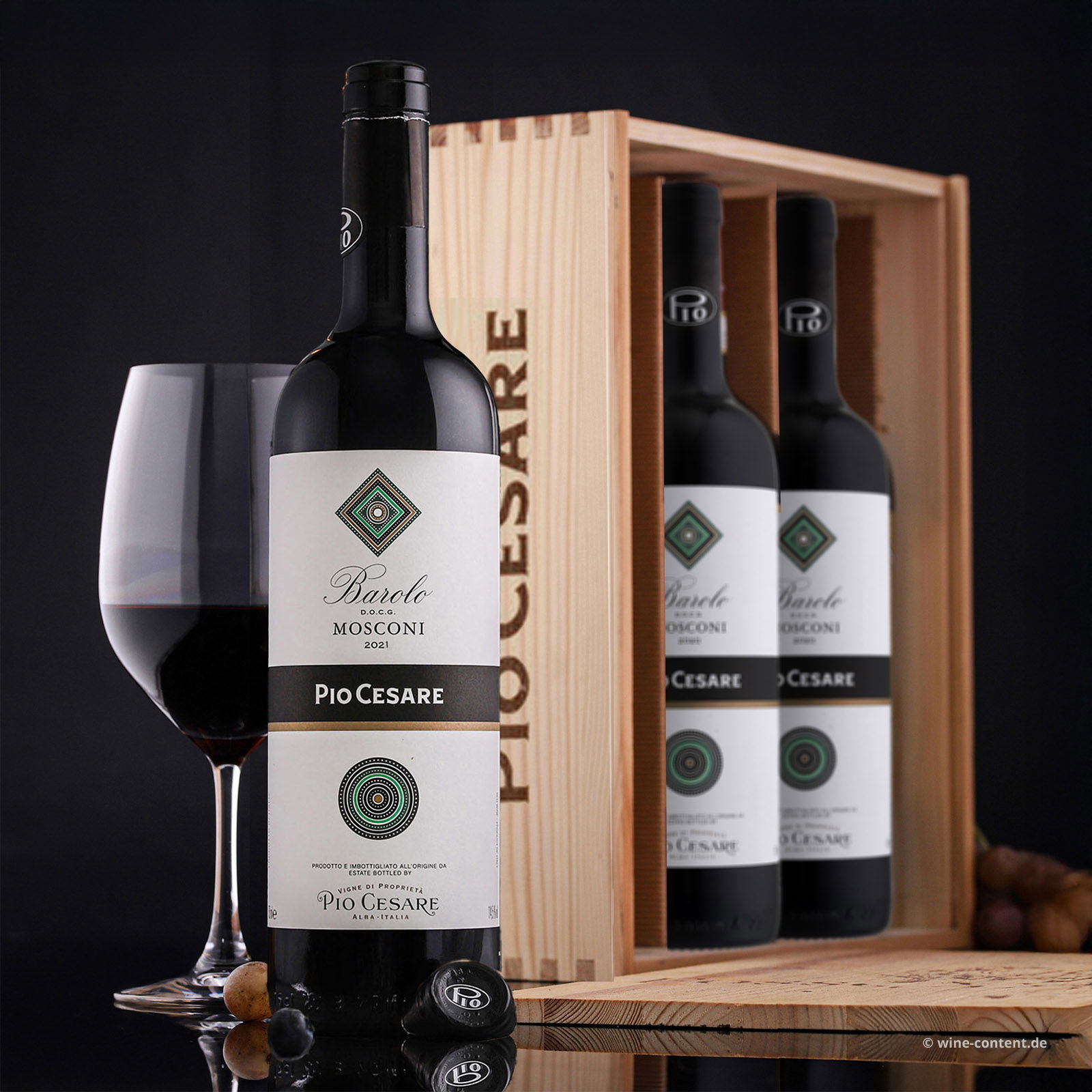 3er-Holzkiste Barolo 2021 Mosconi