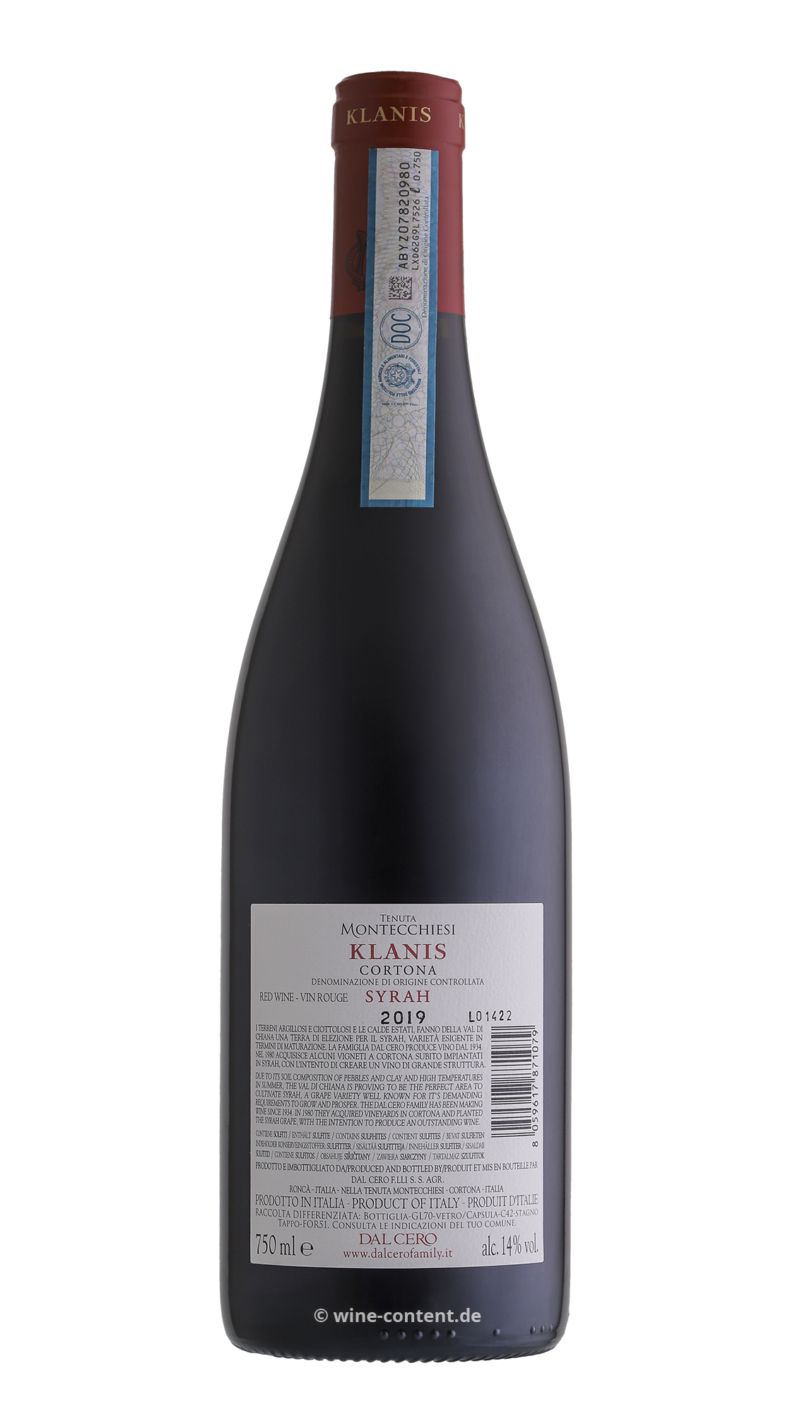 6er-Holzkiste Syrah Cortona 2019 Tenuta Montecchiesi Klanis