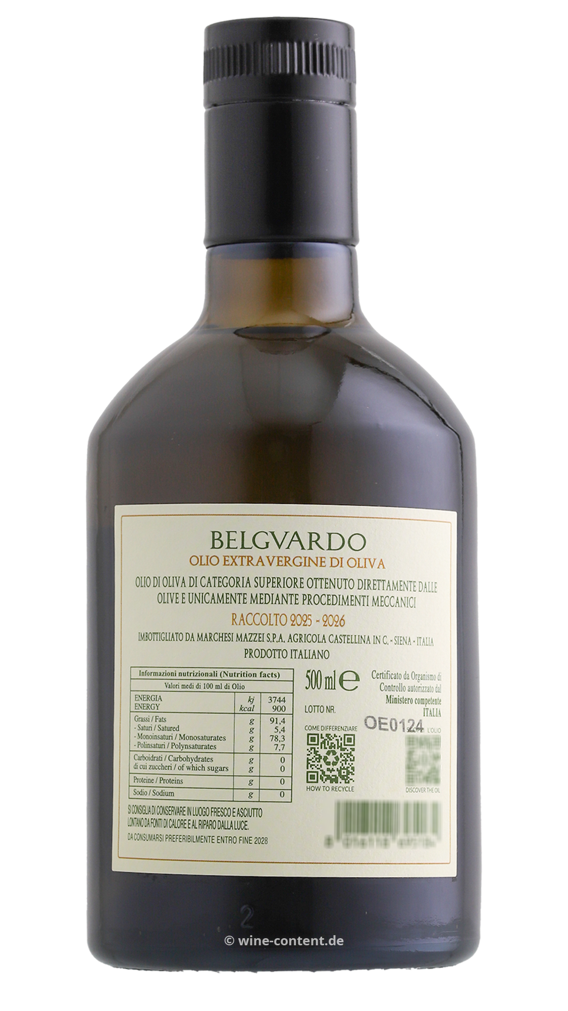0,5 L Olivenöl Extra Vergine 2026 Belguardo