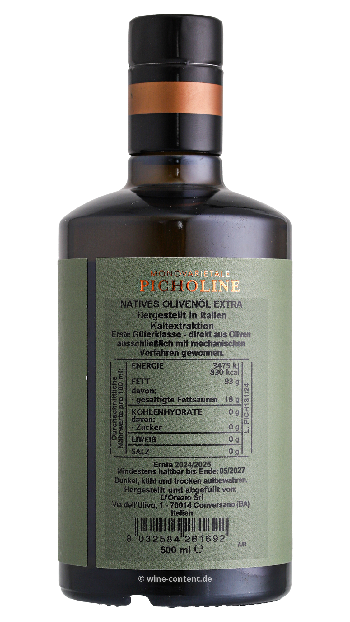 0,5 L Olivenöl Extra Vergine Picholine