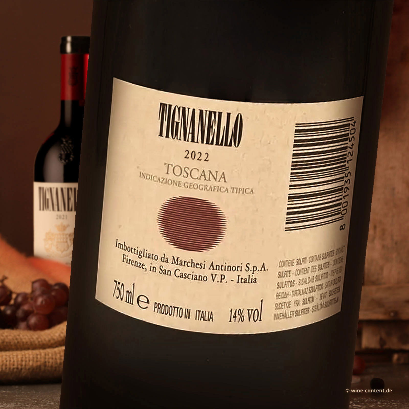 6er-Holzkiste Tignanello 2022