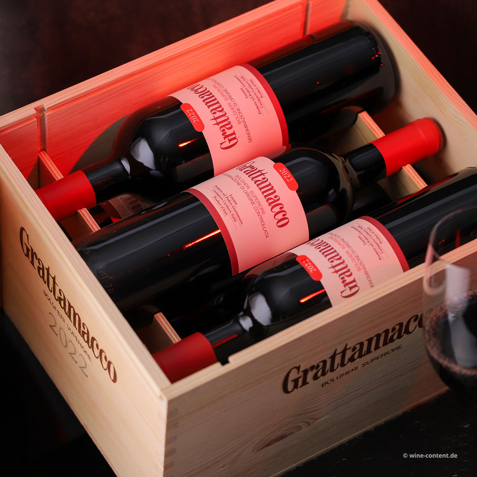 6er-Holzkiste Bolgheri Rosso Superiore 2022 Bio